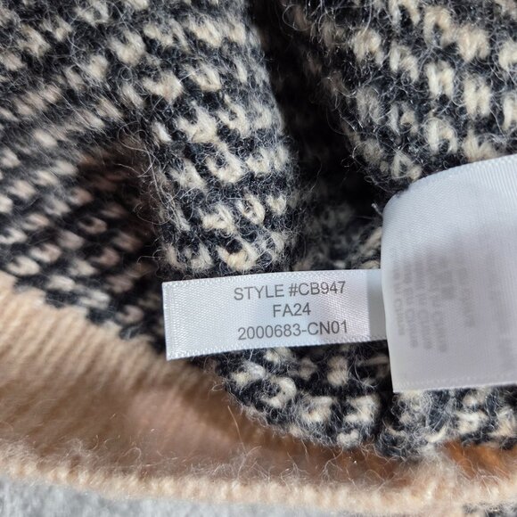 J Crew Cardigan Womens XL Navy Jacquard V Neck Wool Blend Preppy Lady Jacket - Picture 7 of 10